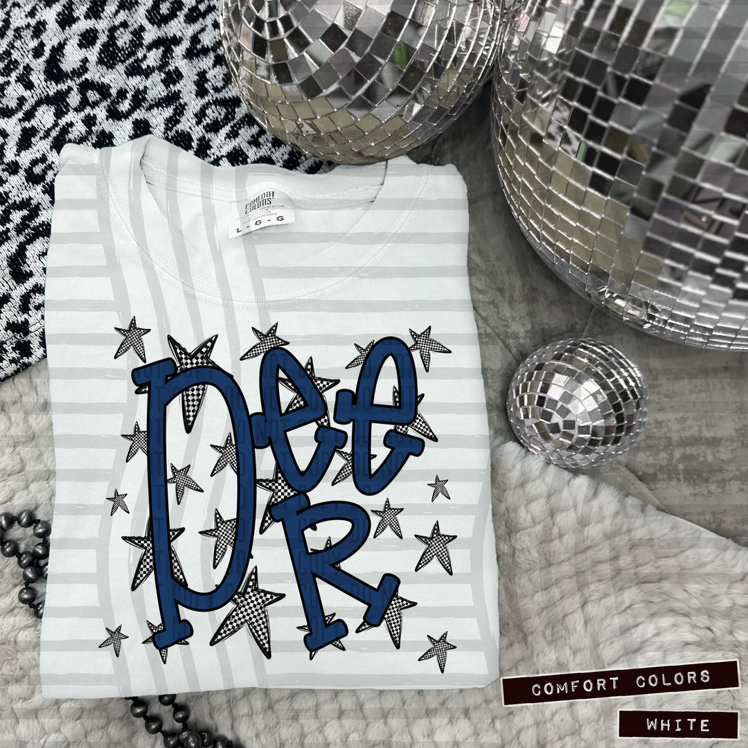 Navy Staggered DTF Print