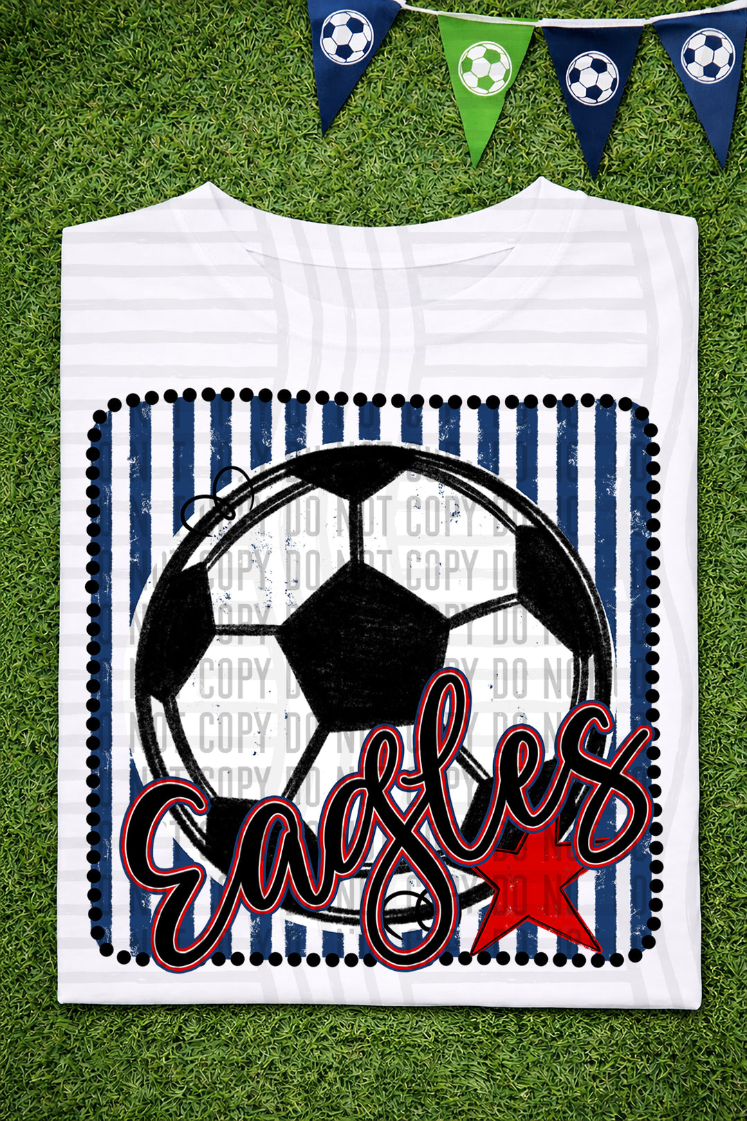 Soccer RWB Framed DTF Print
