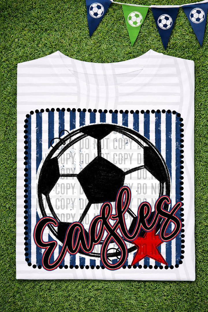 Soccer RWB Framed DTF Print