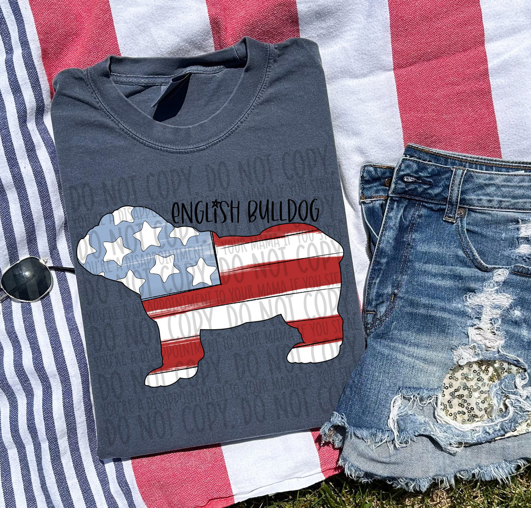 Patriotic Dog Designs Black Text DTF Print