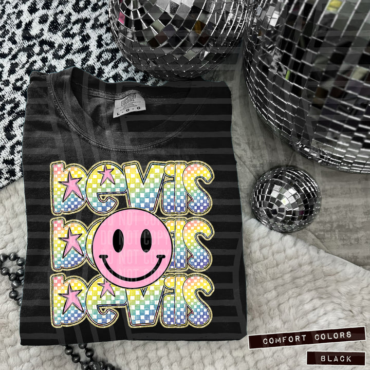 Pink Smiley Triple Stack DTF Print