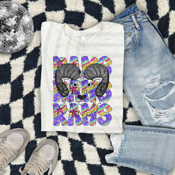 Rainbow Swirl Mascot Outlines DTF Print