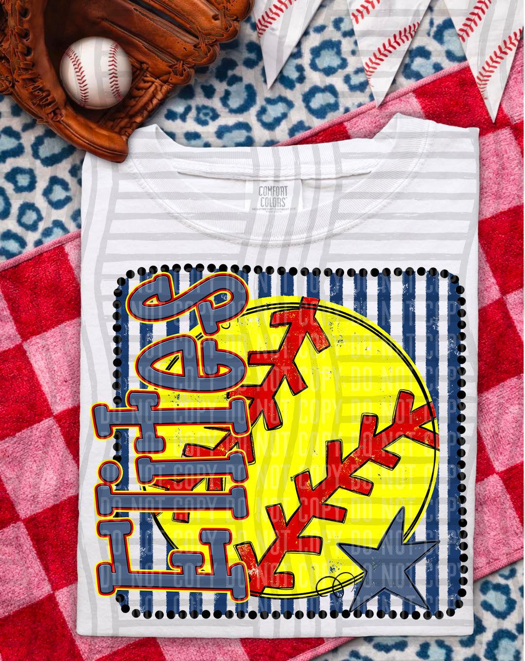 Softball RWB Framed DTF Print