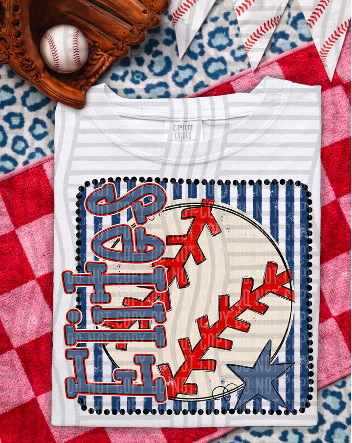 Baseball RWB Framed DTF Print