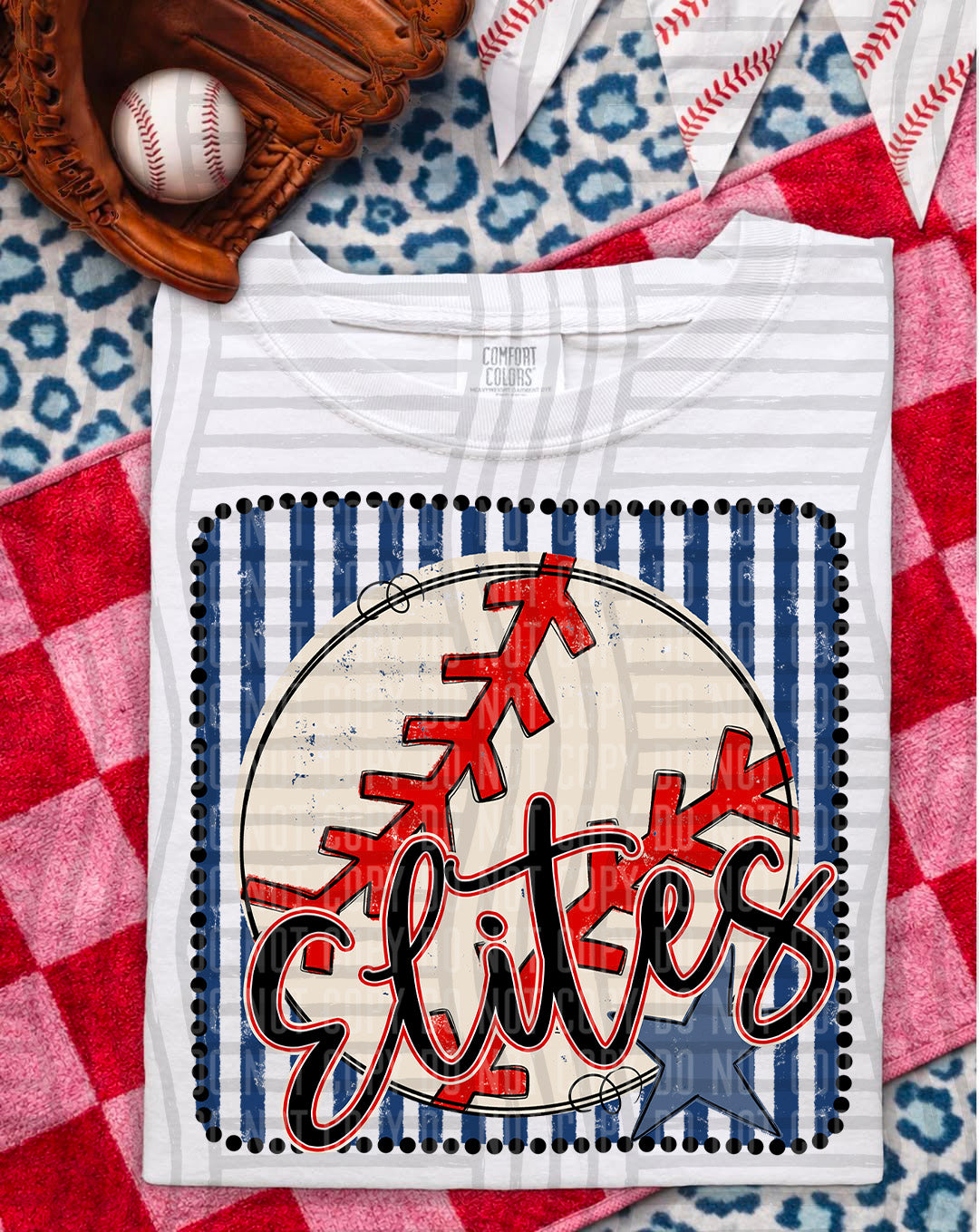 Baseball RWB Framed Script DTF Print