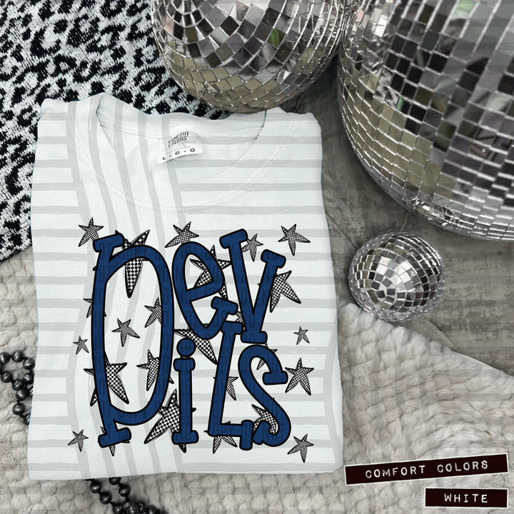 Navy Staggered DTF Print