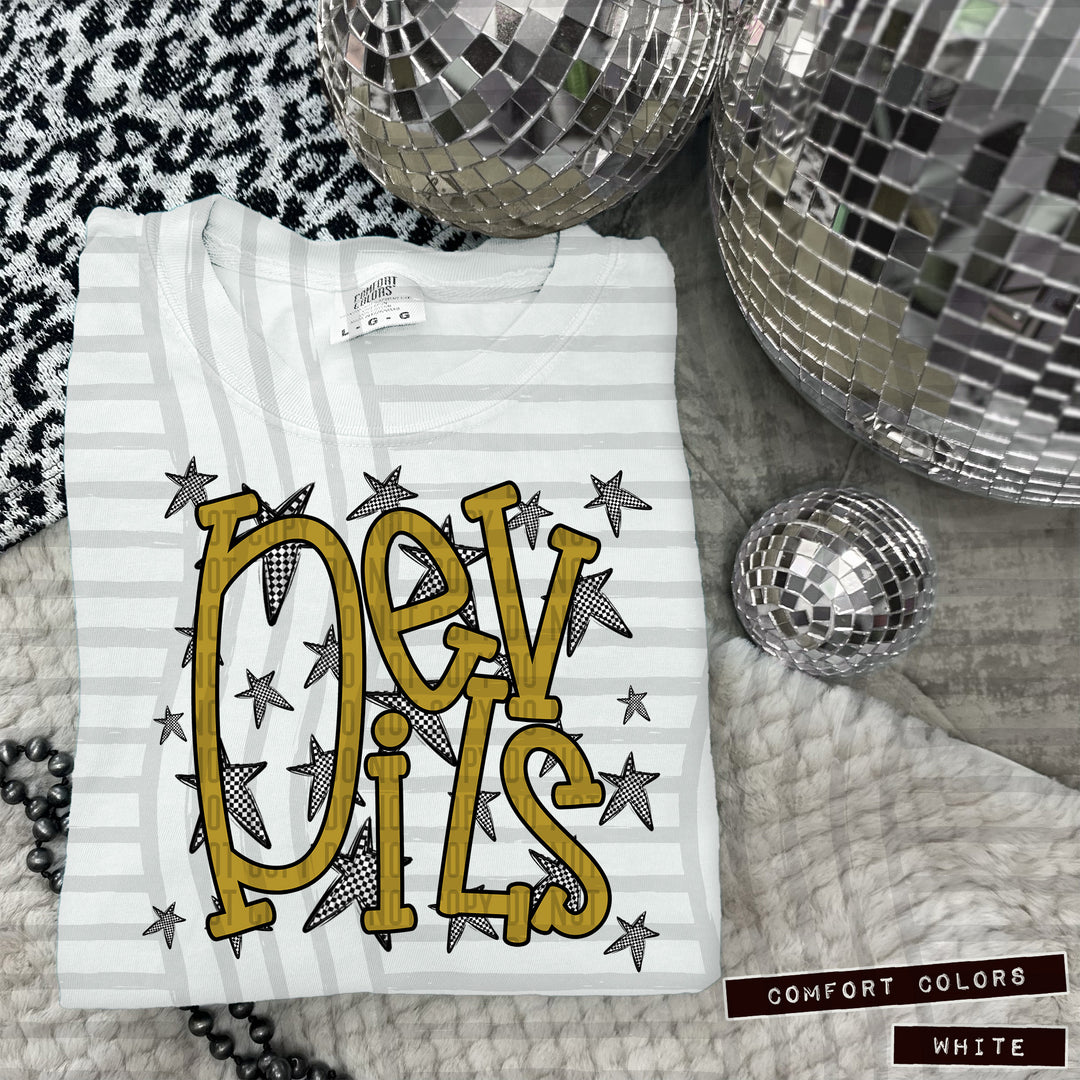 Gold Staggered DTF Print
