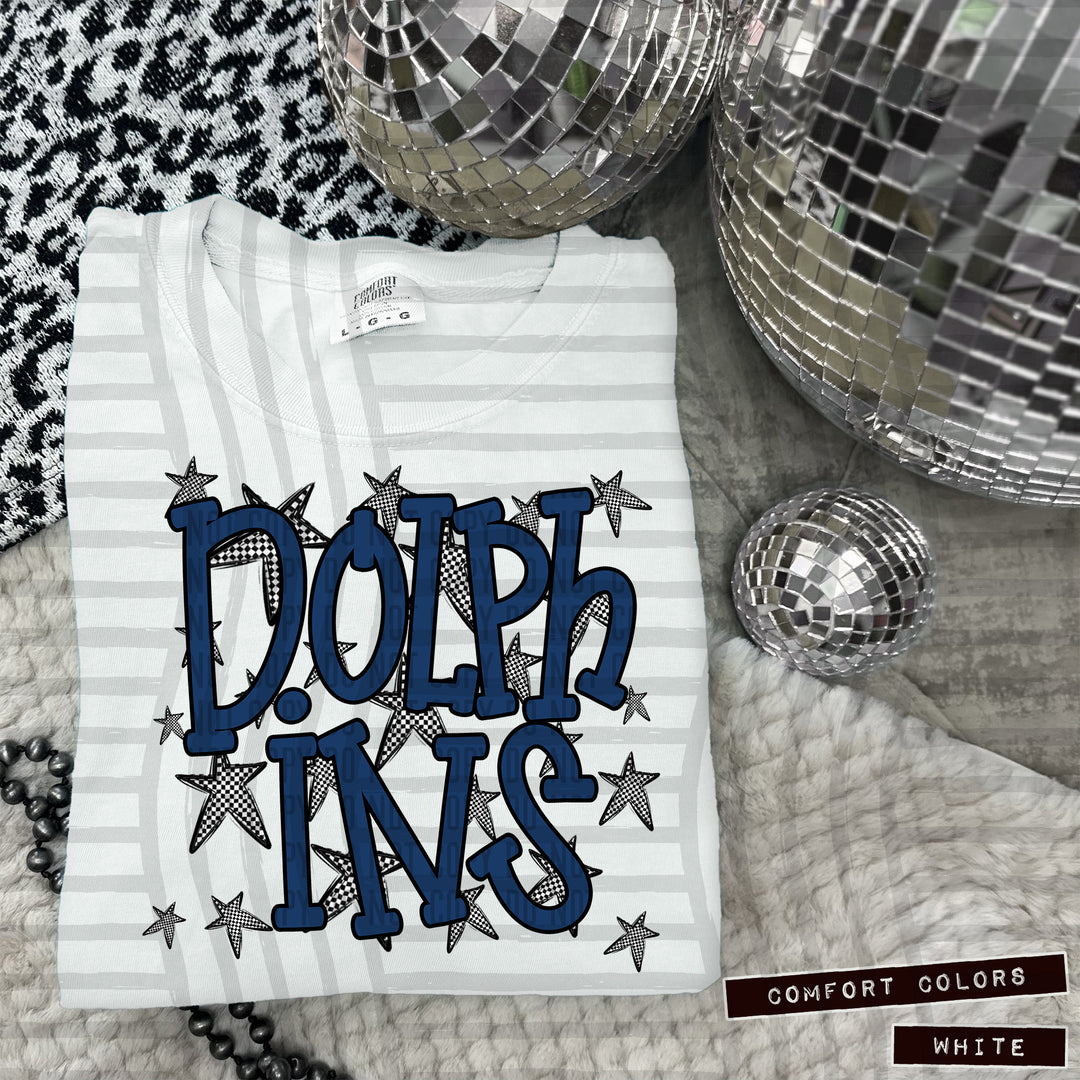 Navy Staggered DTF Print