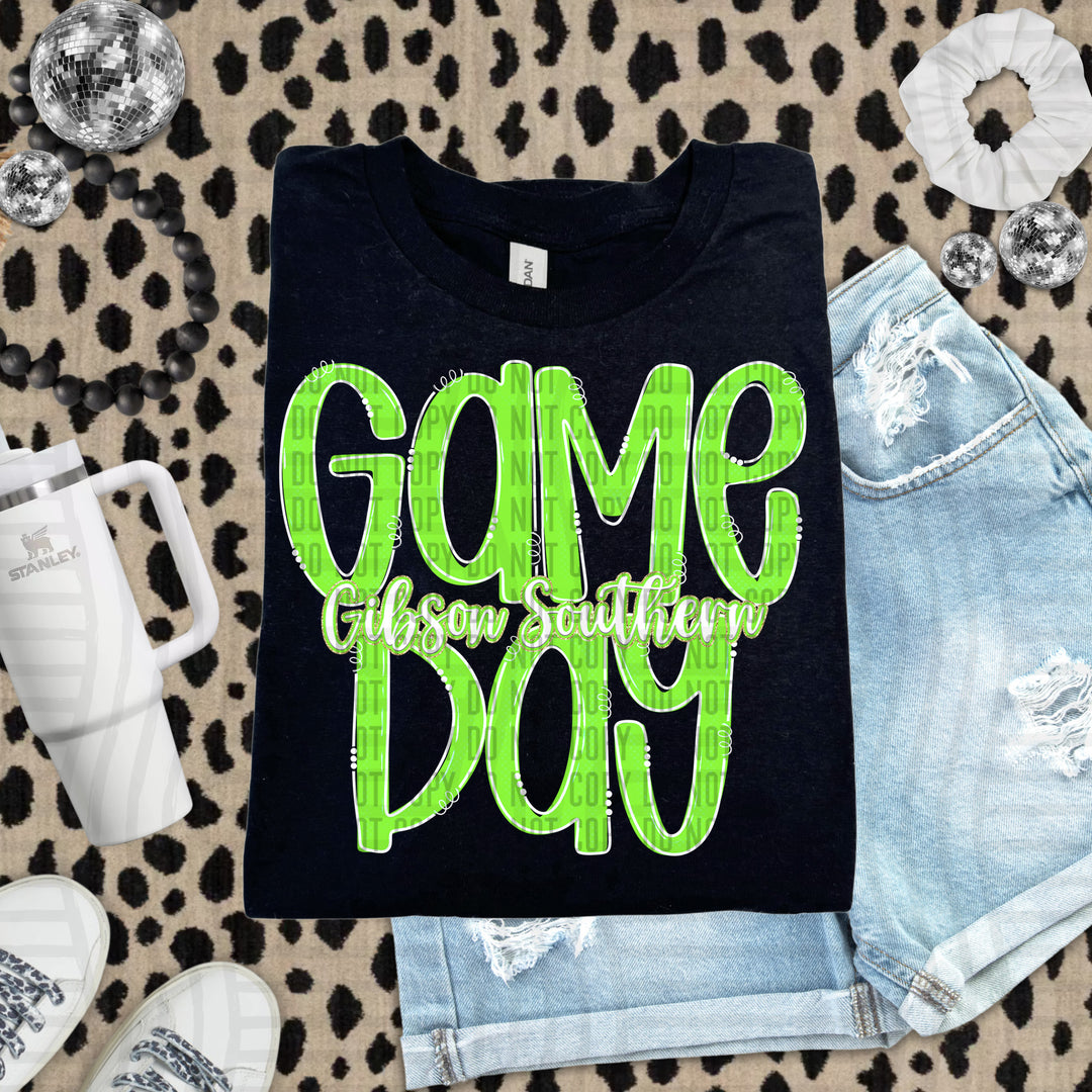 Doodle Gameday Lime DTF Print