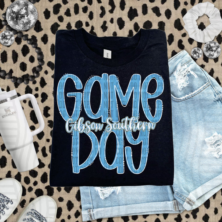 Doodle Gameday Light Blue DTF Print