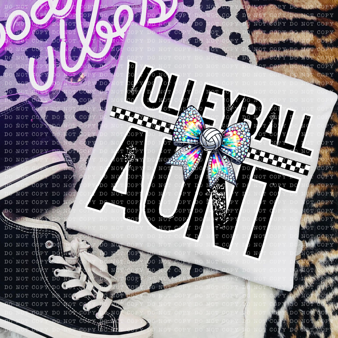 Volleyball Rhinestone Bow Names DTF Print