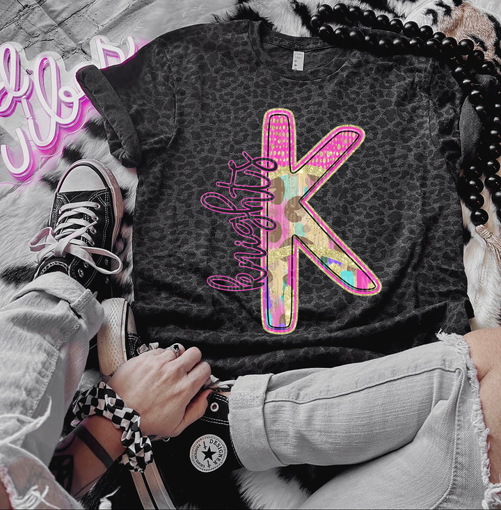 Rainbow Leopard Single Letters DTF Print