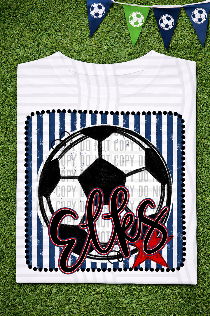 Soccer RWB Framed DTF Print