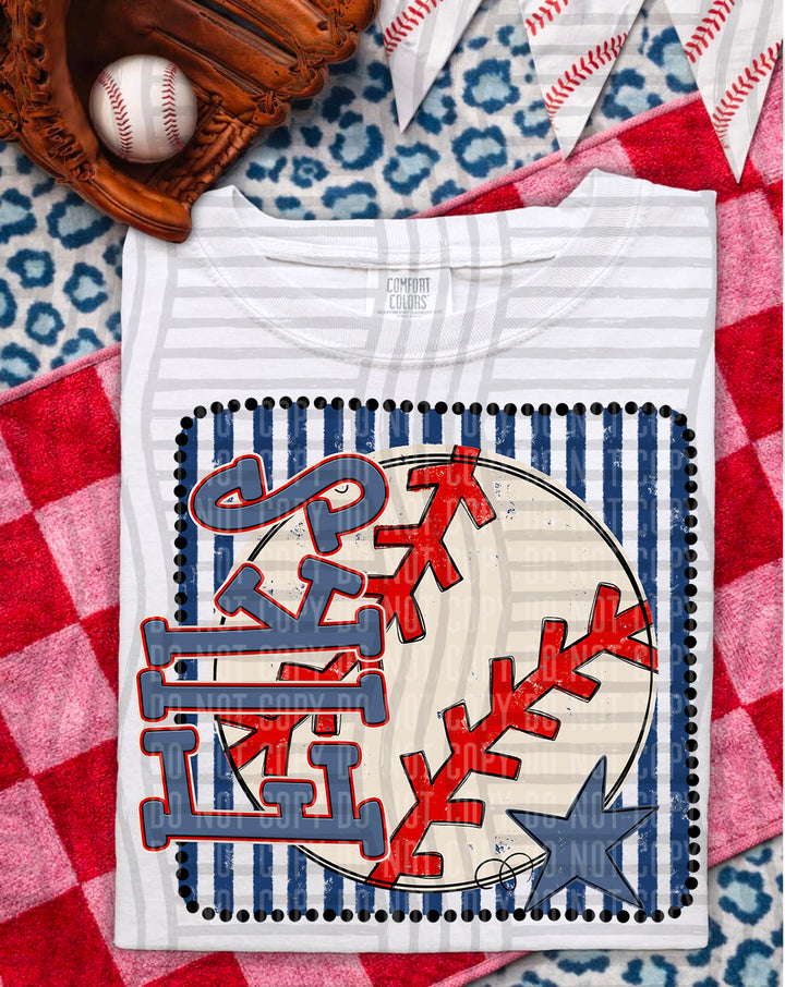 Baseball RWB Framed DTF Print