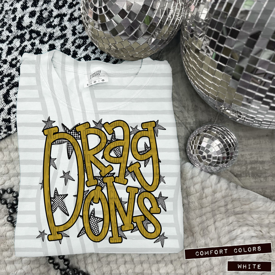 Gold Staggered DTF Print