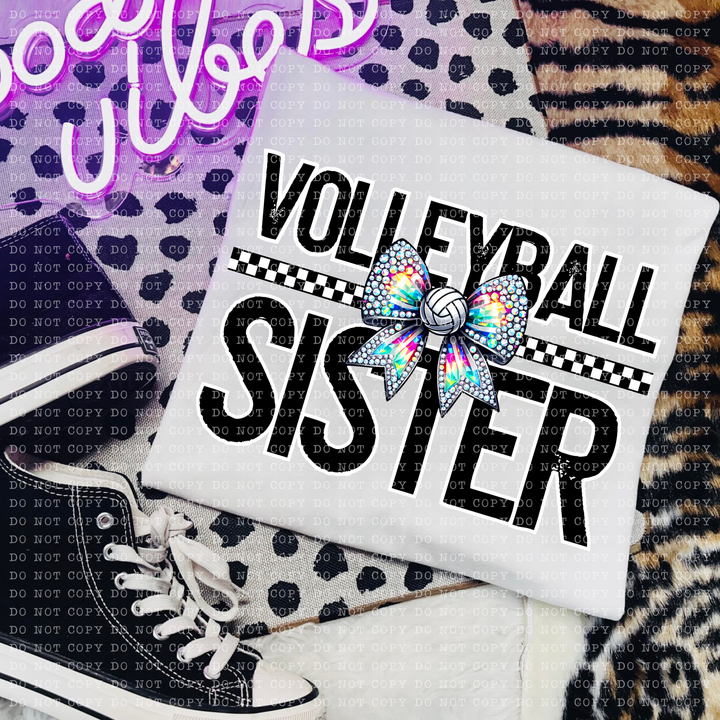 Volleyball Rhinestone Bow Names DTF Print