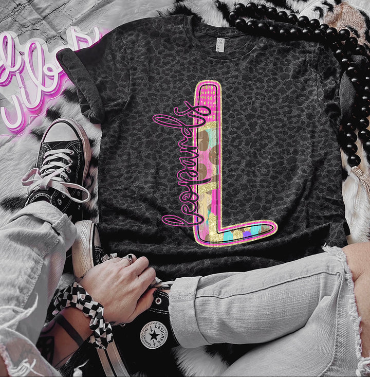 Rainbow Leopard Single Letters DTF Print