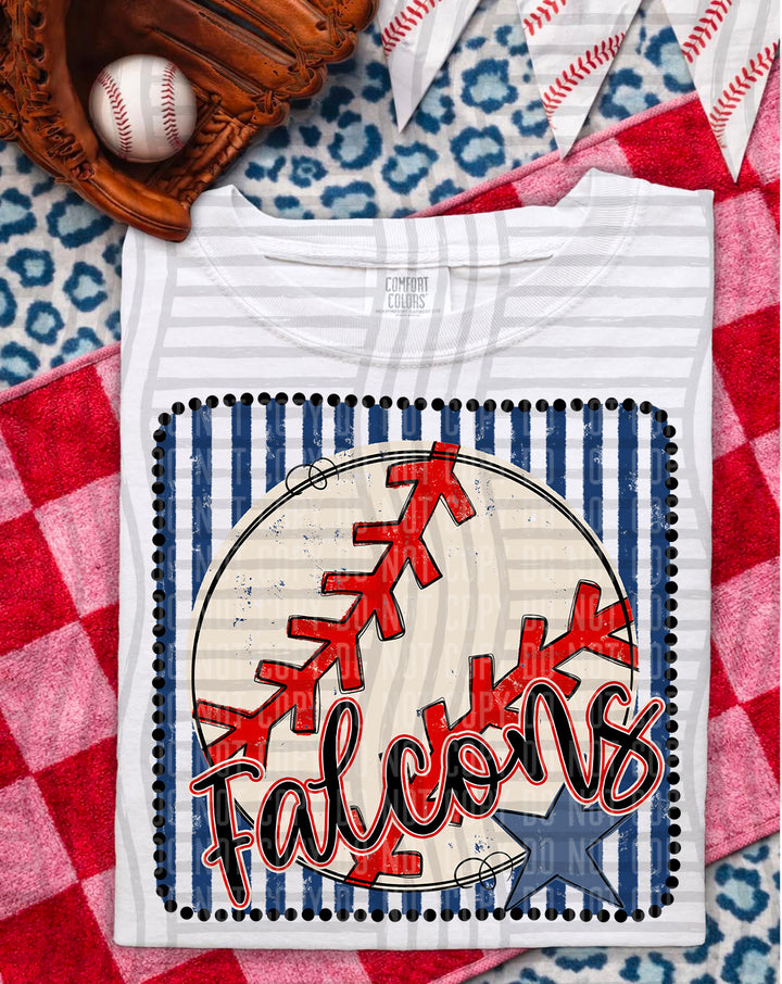 Baseball RWB Framed Script DTF Print