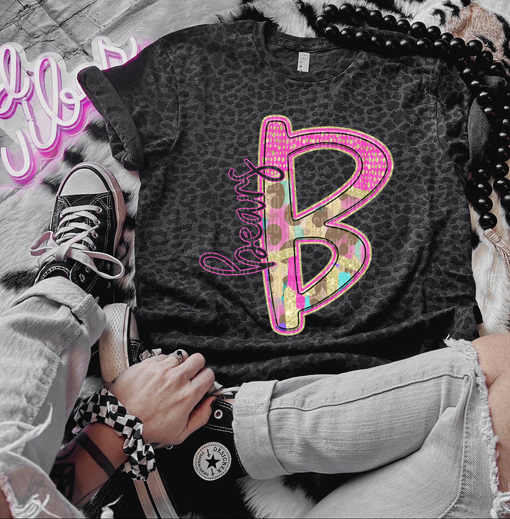 Rainbow Leopard Single Letters DTF Print