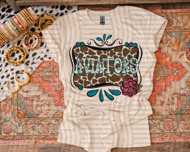 Cowhide & Turquoise Mascots DTF Print