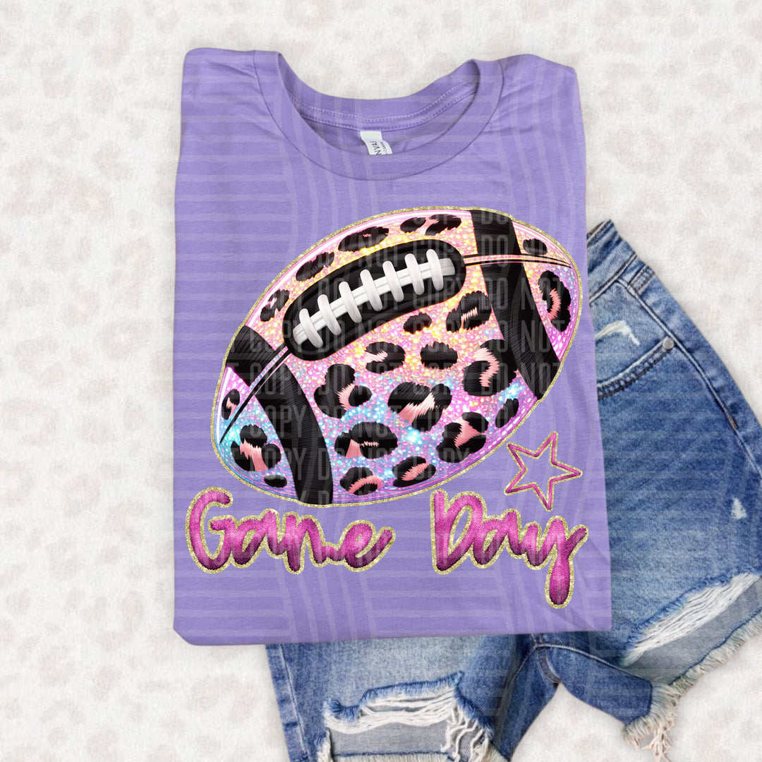 Rainbow Faux Emb Game Day DTF Print