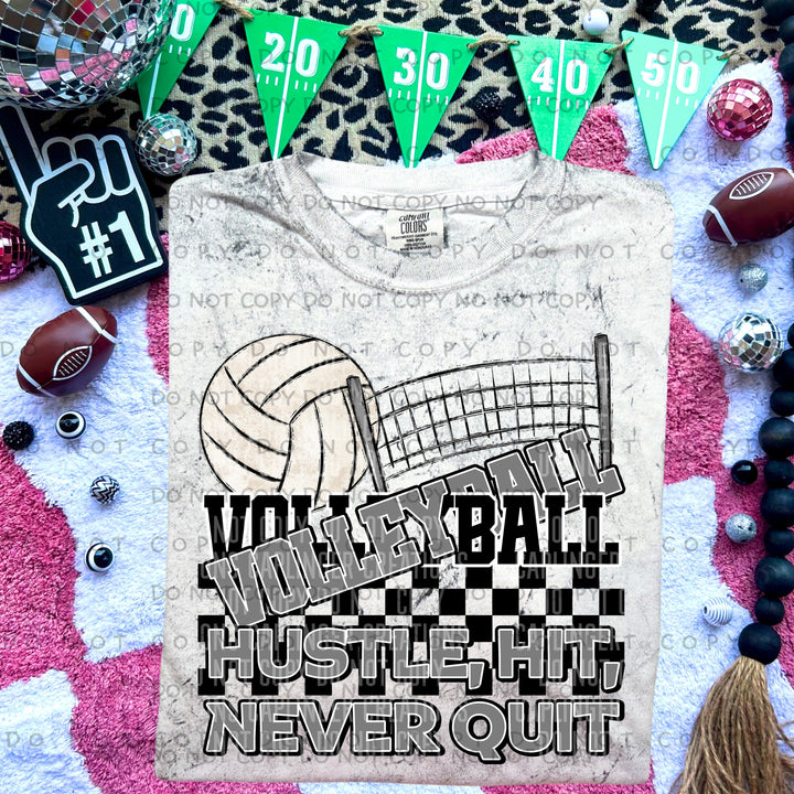 Hustle Hit Never Quit Volleyball DTF Print
