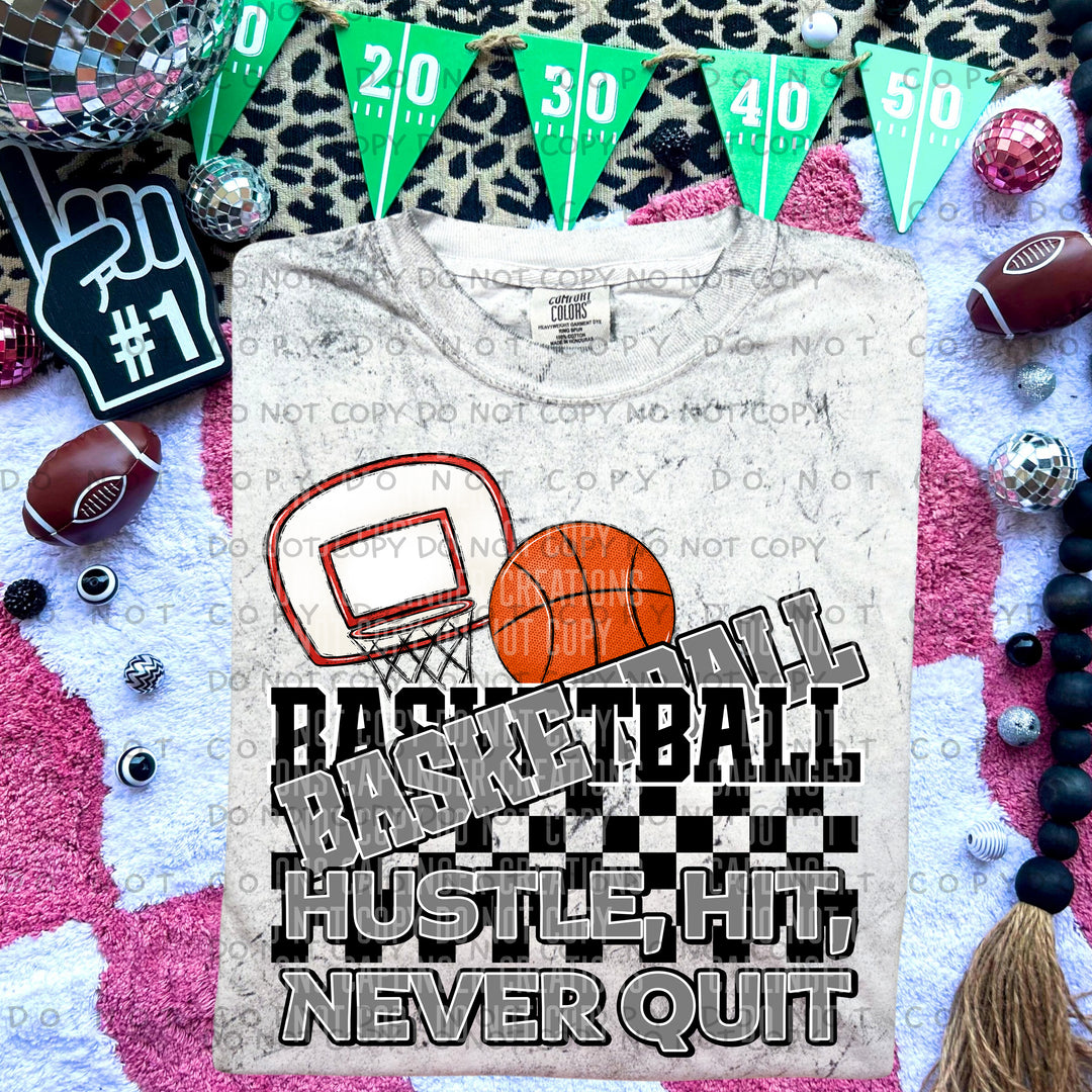 Hustle Hit Never Quit Basketball DTF Print