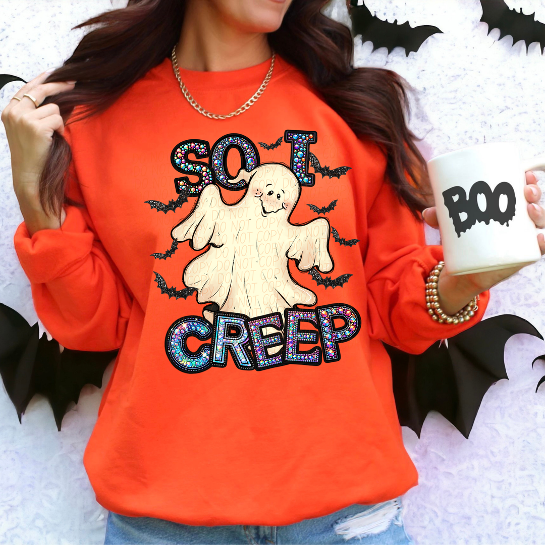 So I Creep Faux Bling Ghost DTF Print