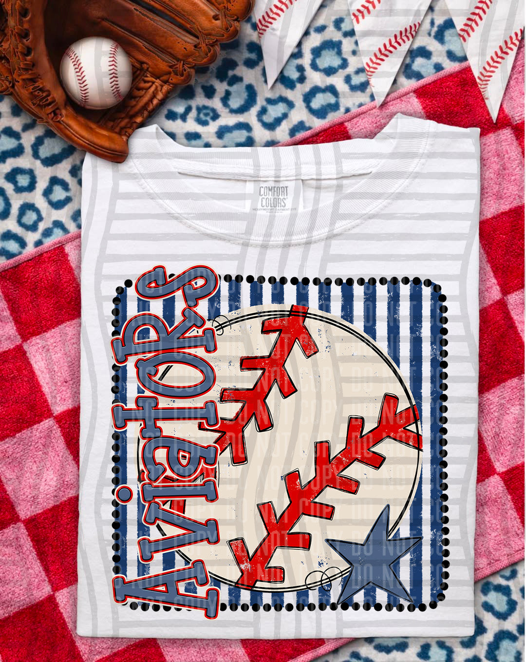 Baseball RWB Framed DTF Print