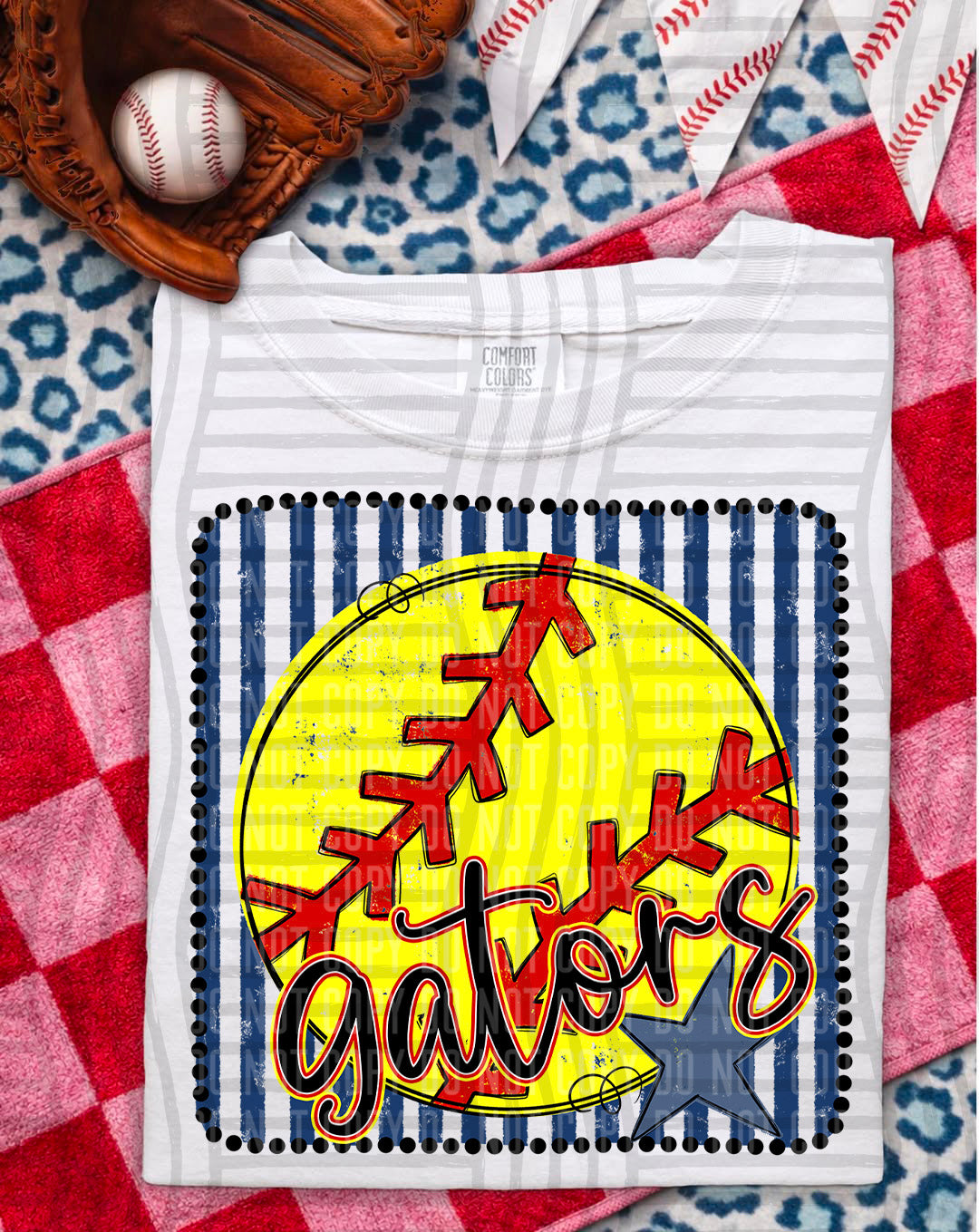 Softball RWB Framed Script DTF Print