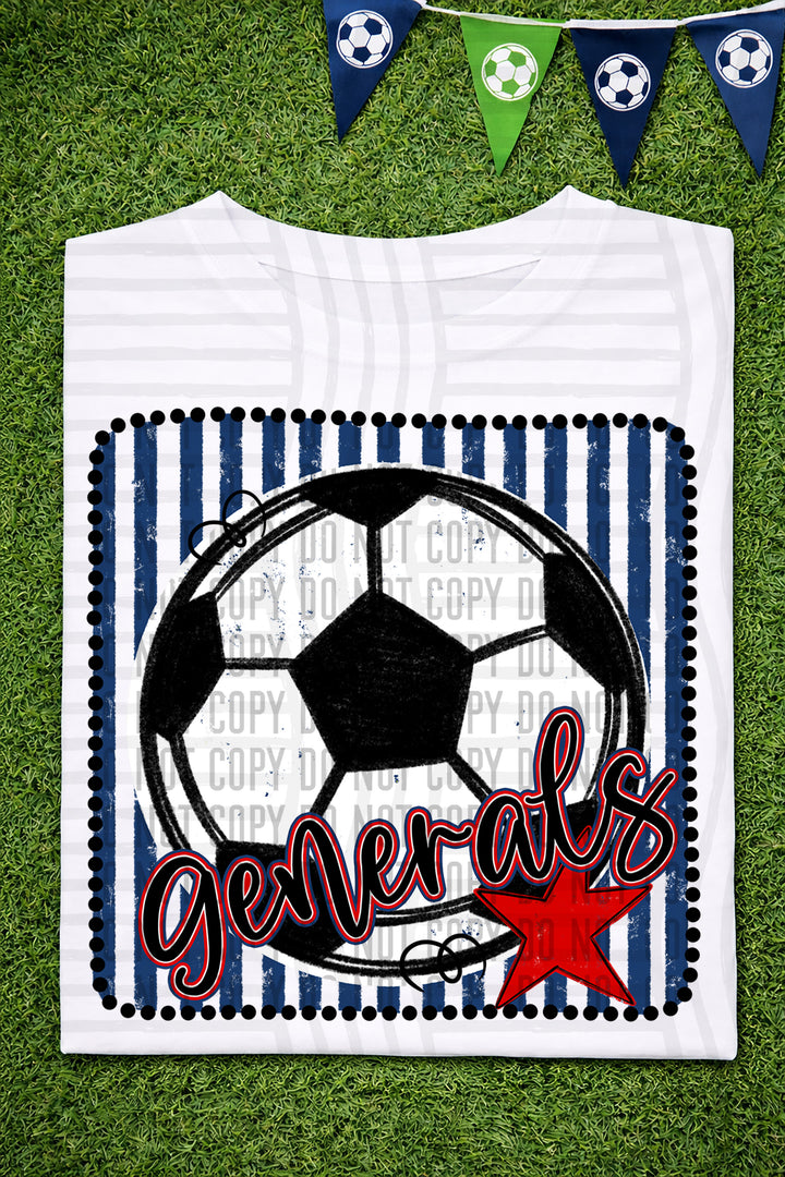 Soccer RWB Framed DTF Print