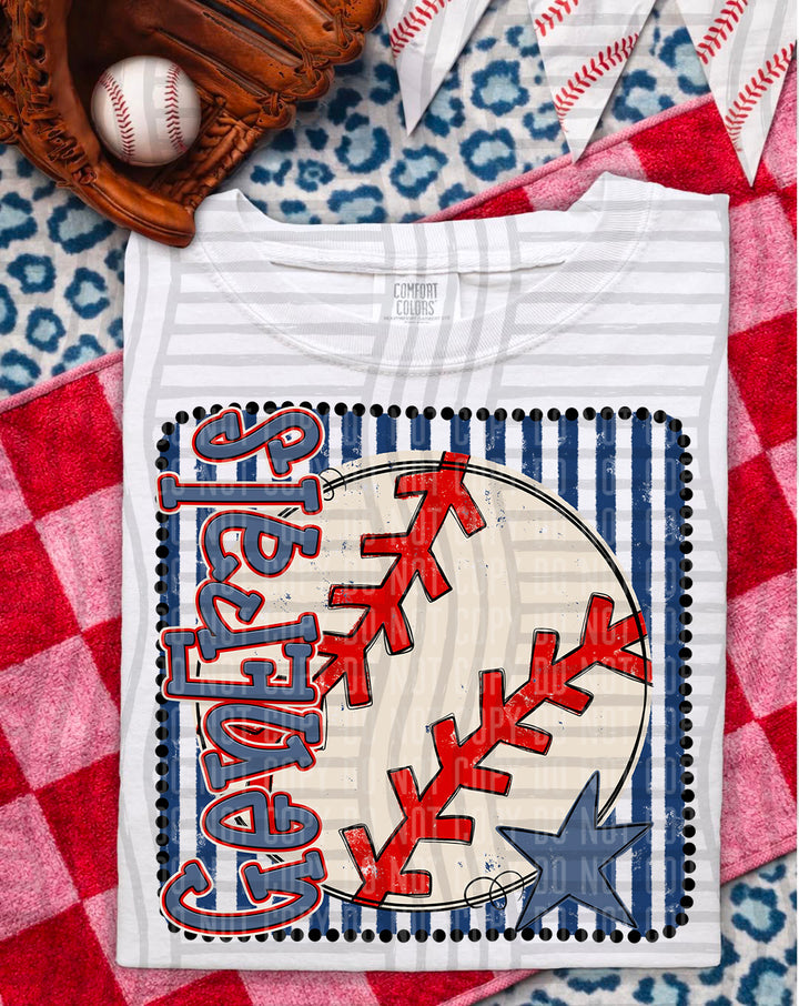 Baseball RWB Framed DTF Print
