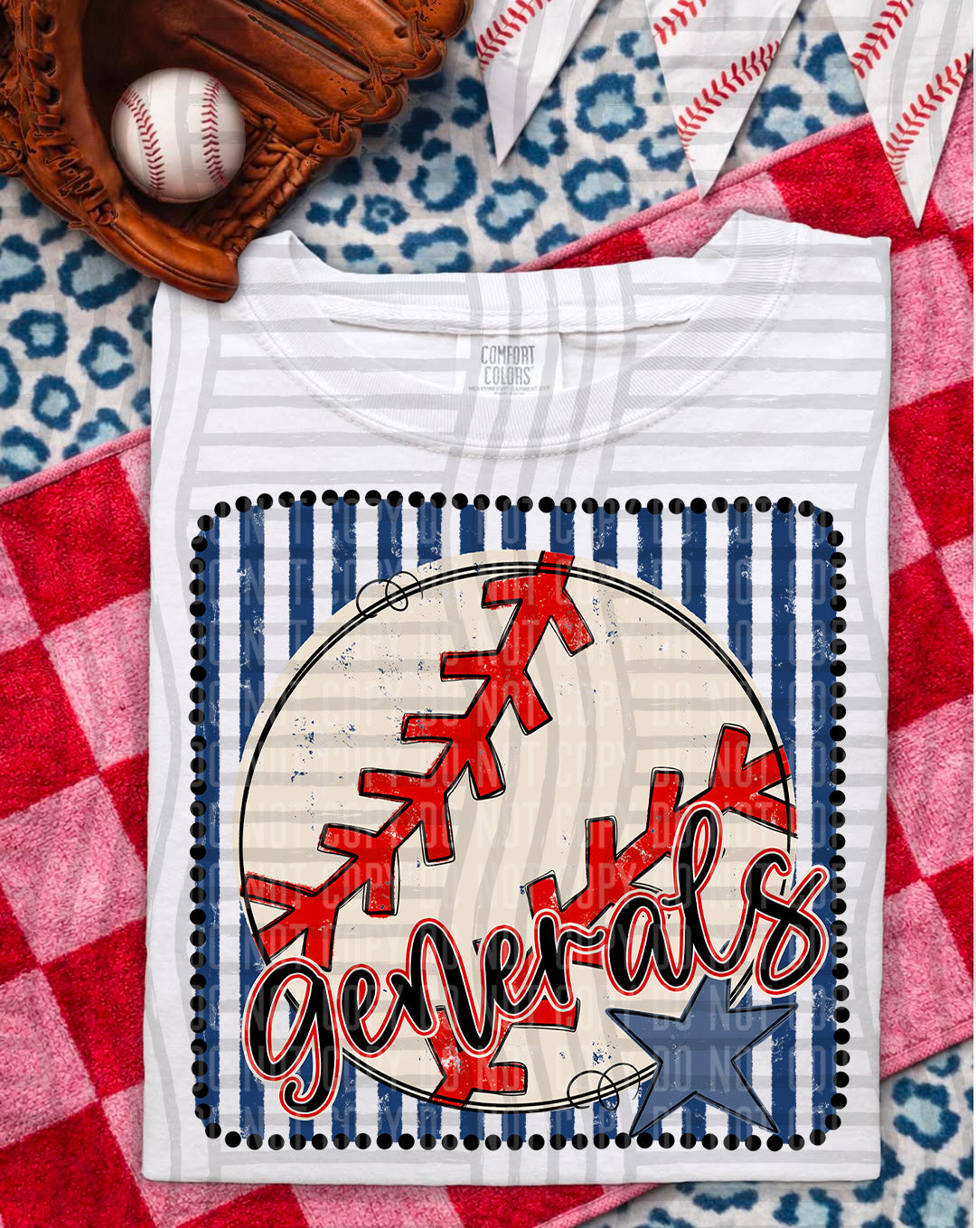 Baseball RWB Framed Script DTF Print