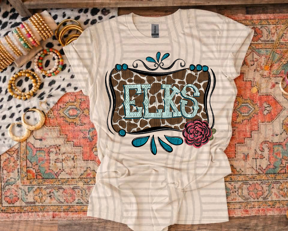 Cowhide & Turquoise Mascots DTF Print