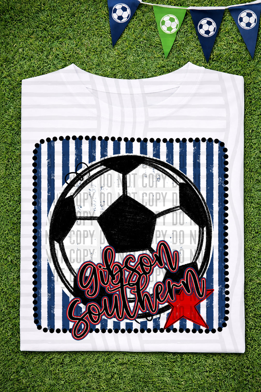 Soccer RWB Framed DTF Print
