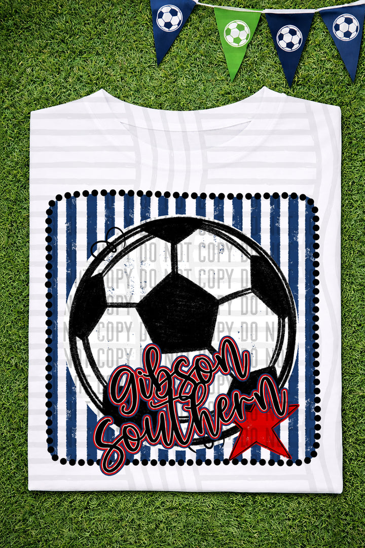Soccer RWB Framed DTF Print