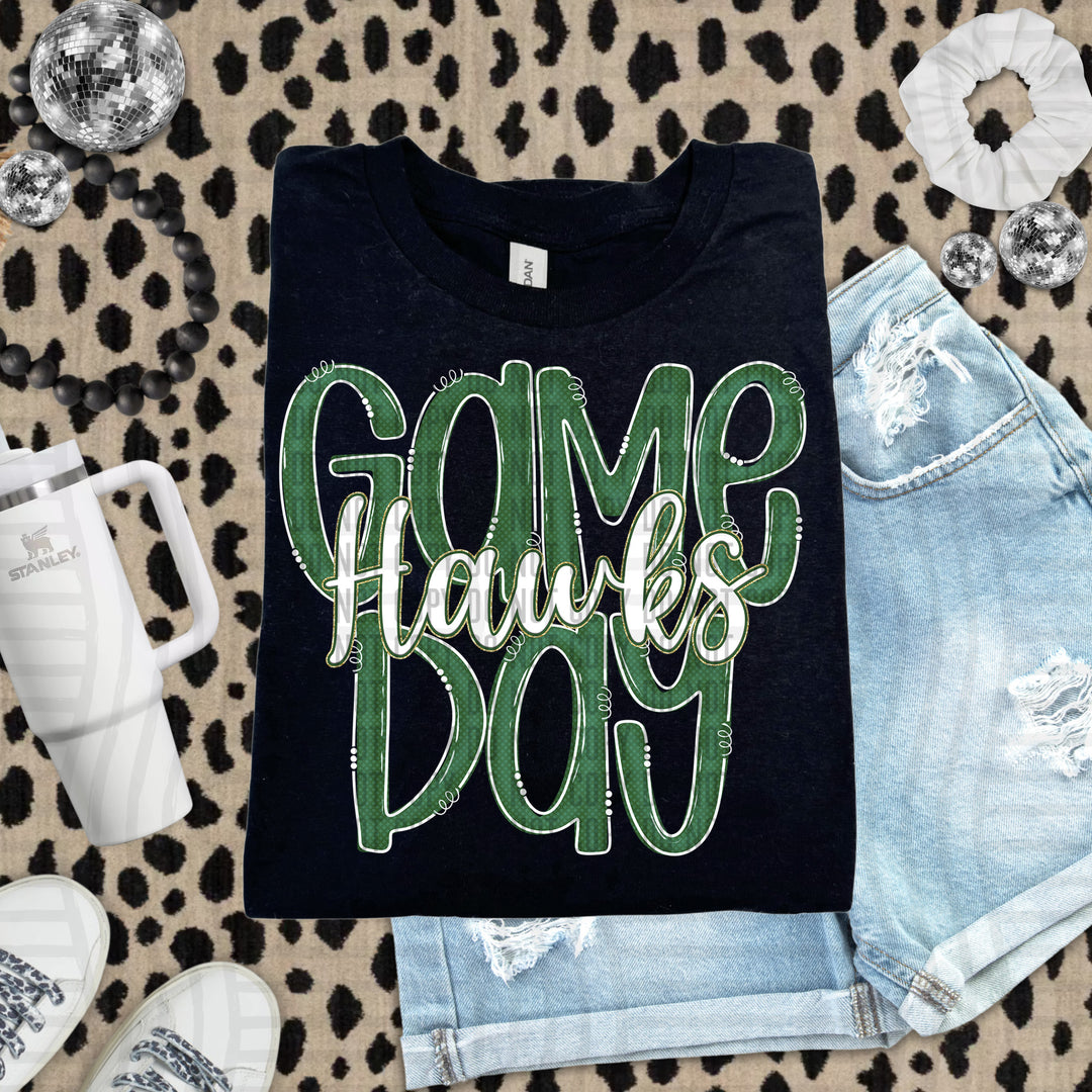 Doodle Gameday Dark Green DTF Print