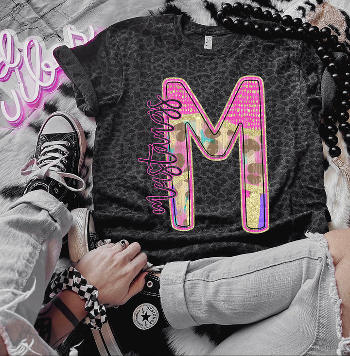 Rainbow Leopard Single Letters DTF Print