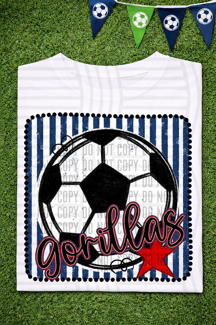 Soccer RWB Framed DTF Print