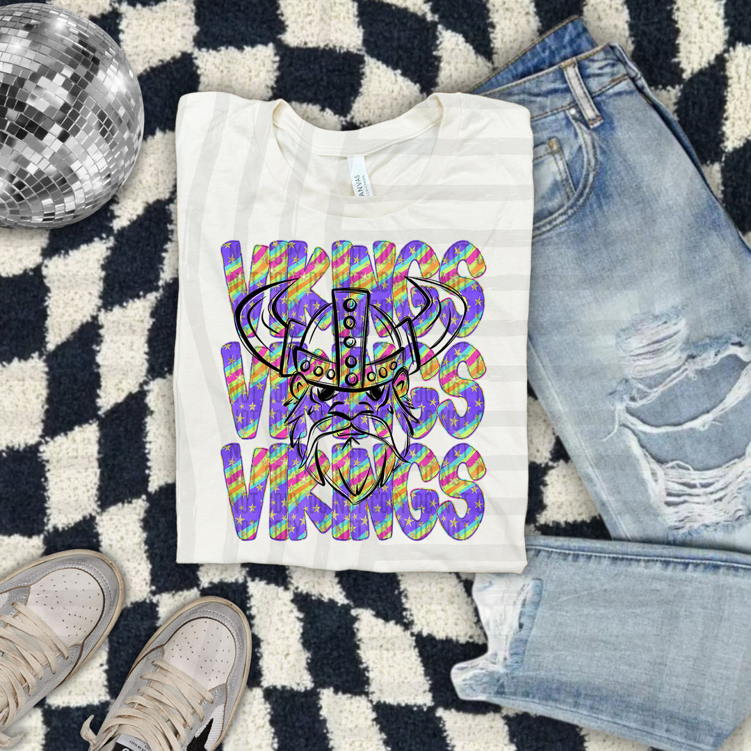 Rainbow Swirl Mascot Outlines DTF Print