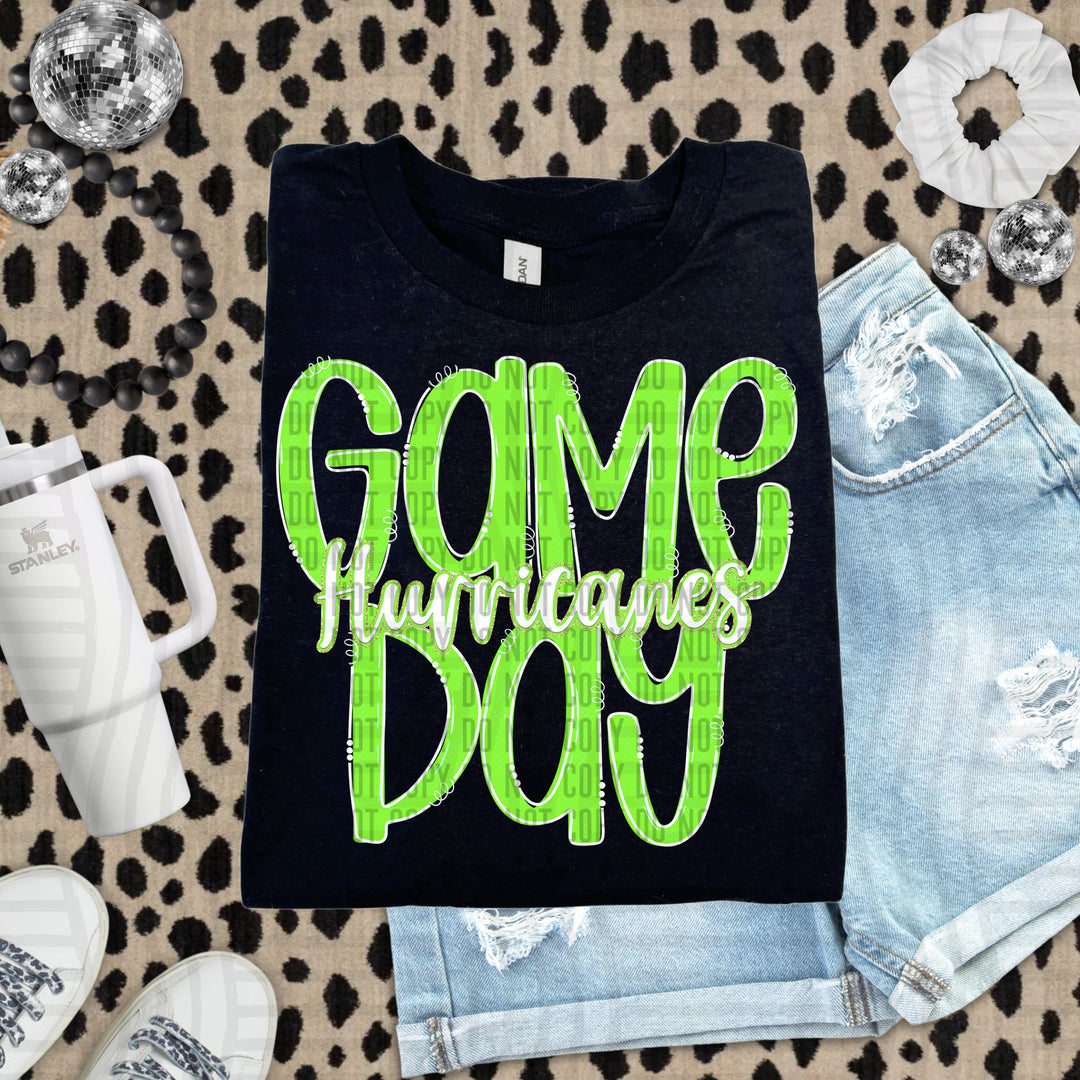Doodle Gameday Lime DTF Print
