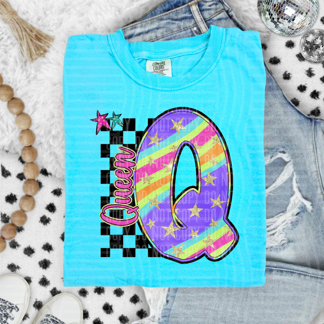 Rainbow Swirl Initials DTF Print