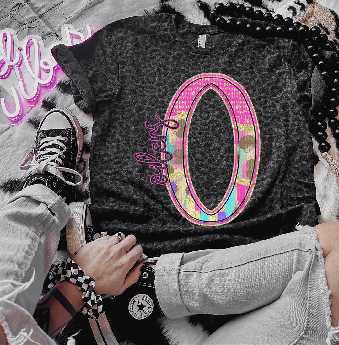 Rainbow Leopard Single Letters DTF Print