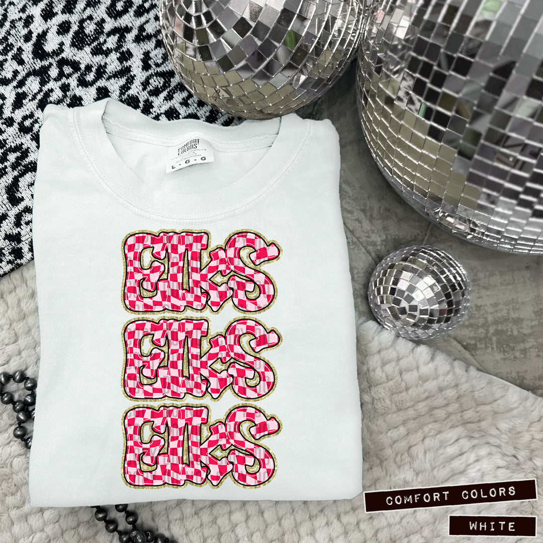 Pink Checks DTF Print