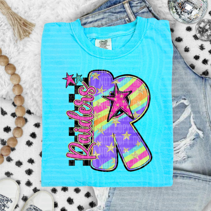 Rainbow Swirl Initials DTF Print