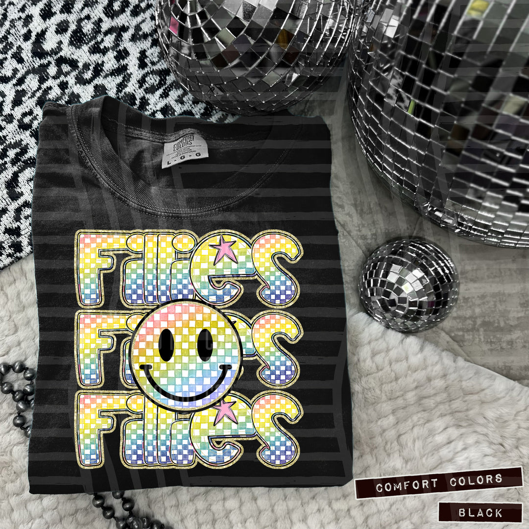 Rainbow Smiley Triple Stack DTF Print