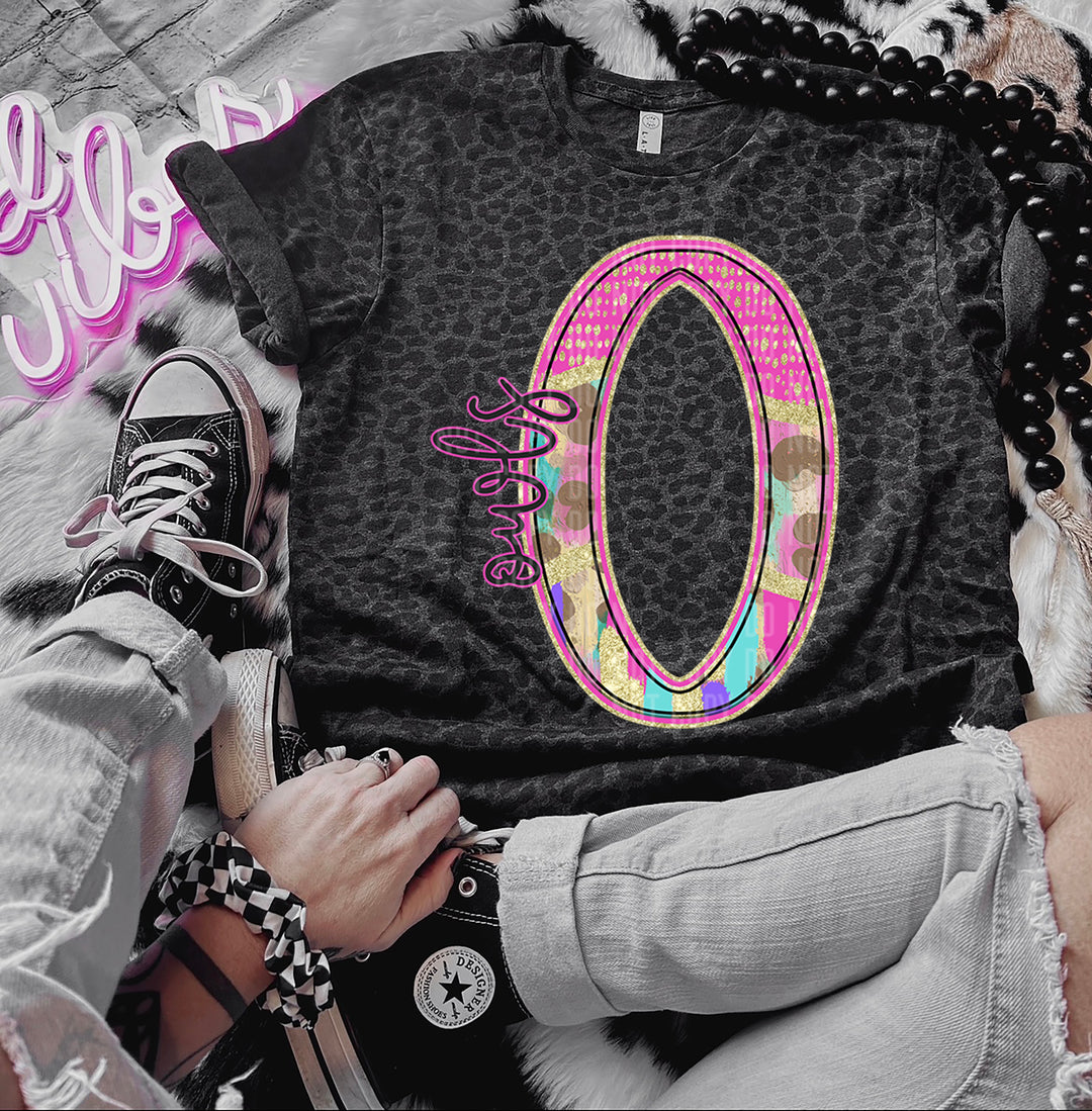 Rainbow Leopard Single Letters DTF Print
