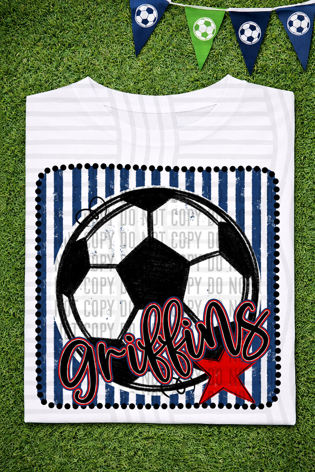 Soccer RWB Framed DTF Print
