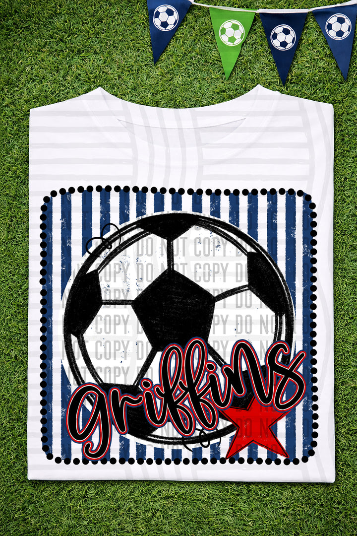 Soccer RWB Framed DTF Print