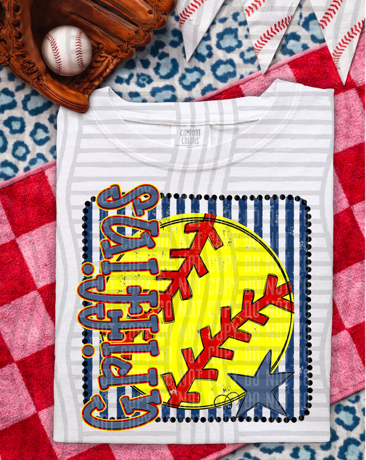 Softball RWB Framed DTF Print